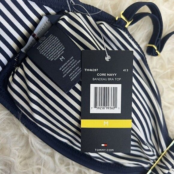 Tommy Hilfiger NWT Women's Halter Bandeau Bra Bikini Top Core Navy Size Medium - Picture 5 of 10